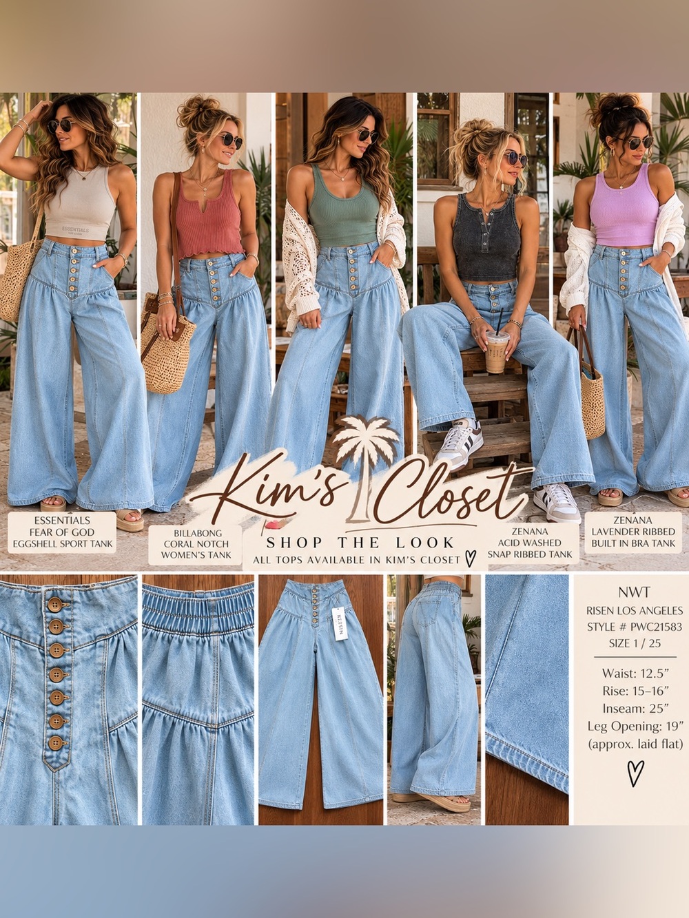 Risen High-Rise Wide-Leg Jeans